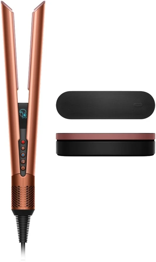 Plaukų džiovintuvas-tiesinimo žnyplės Dyson Airstrait HT01, Amber silk/Pink Champange spalvos