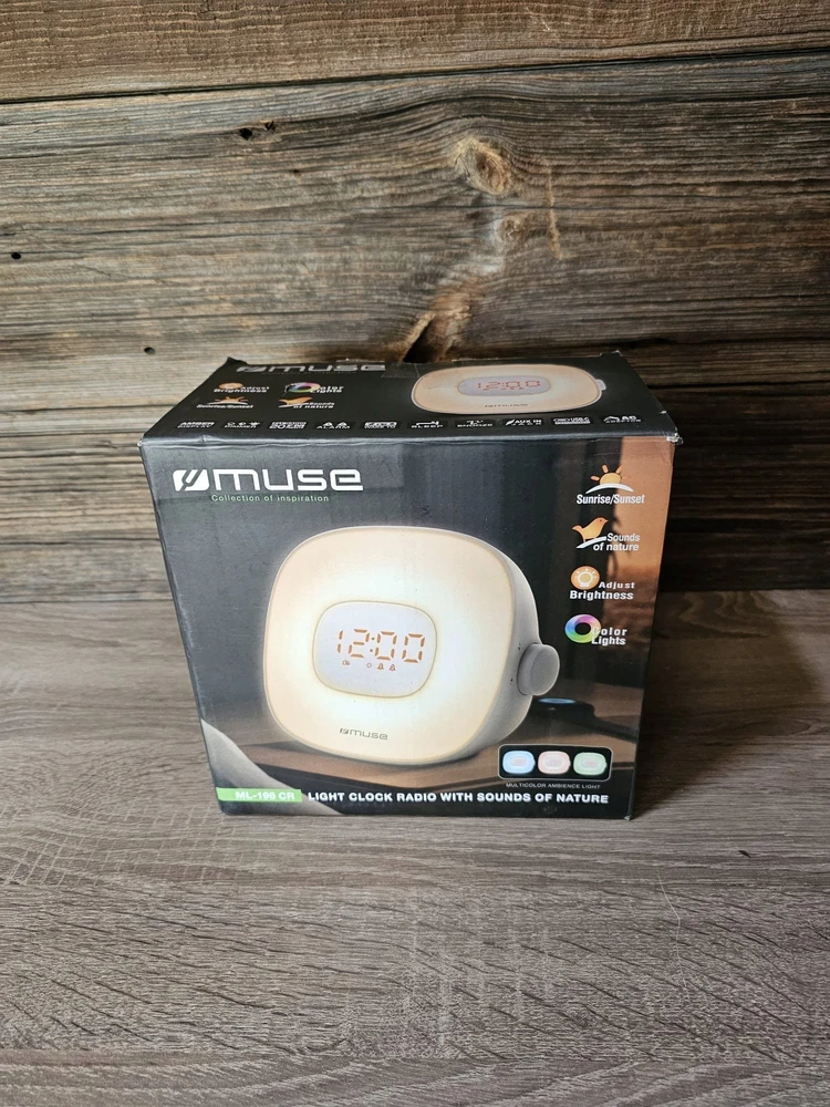 Muse Mūza | Šviesos laikrodžio radijas | ML-198CR | Signalizacijos funkcija | AUX in | Baltas