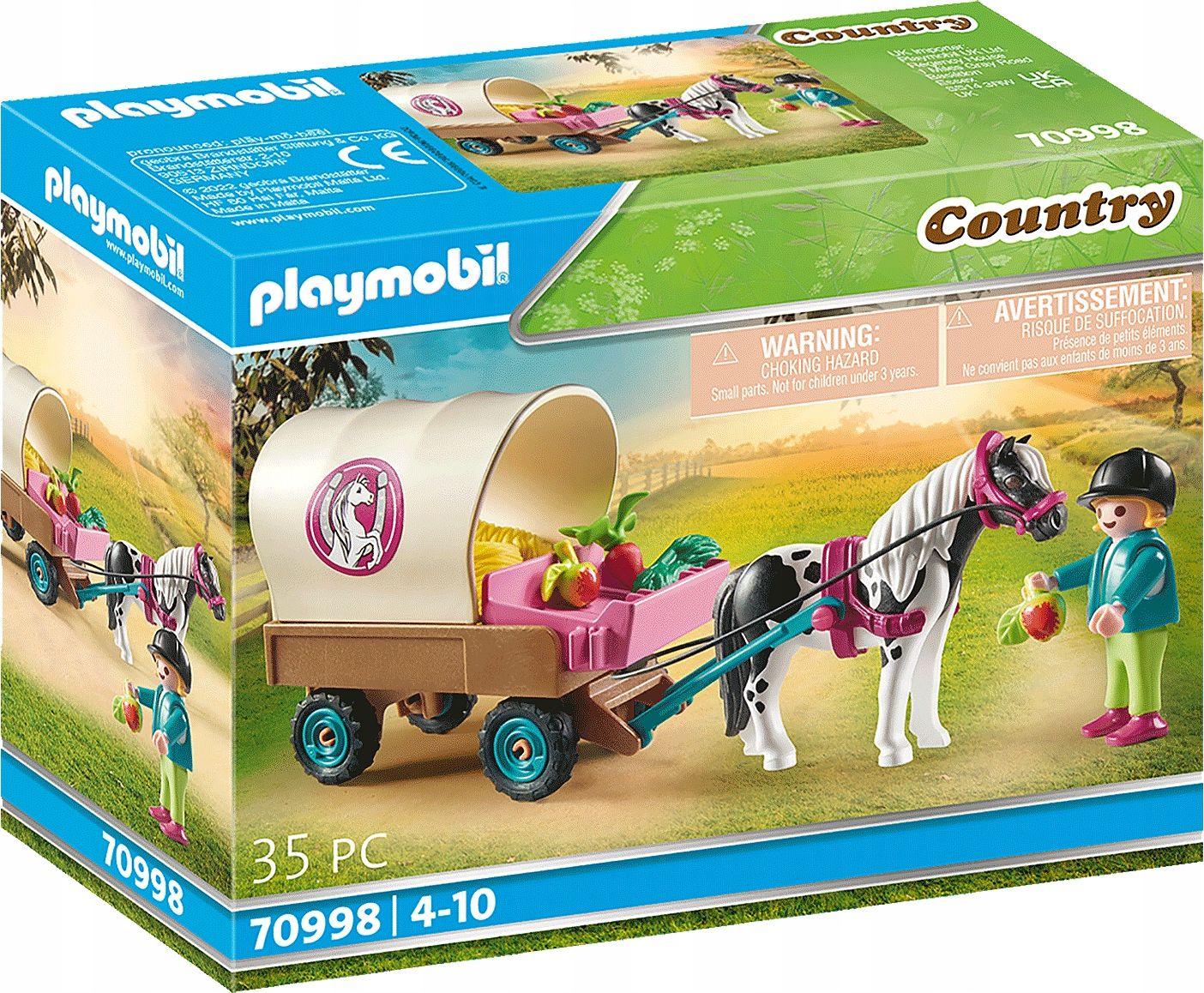 Playmobil Rinkinys su kaimo figūrėlėmis 70998 Arklio vežimas su poniu