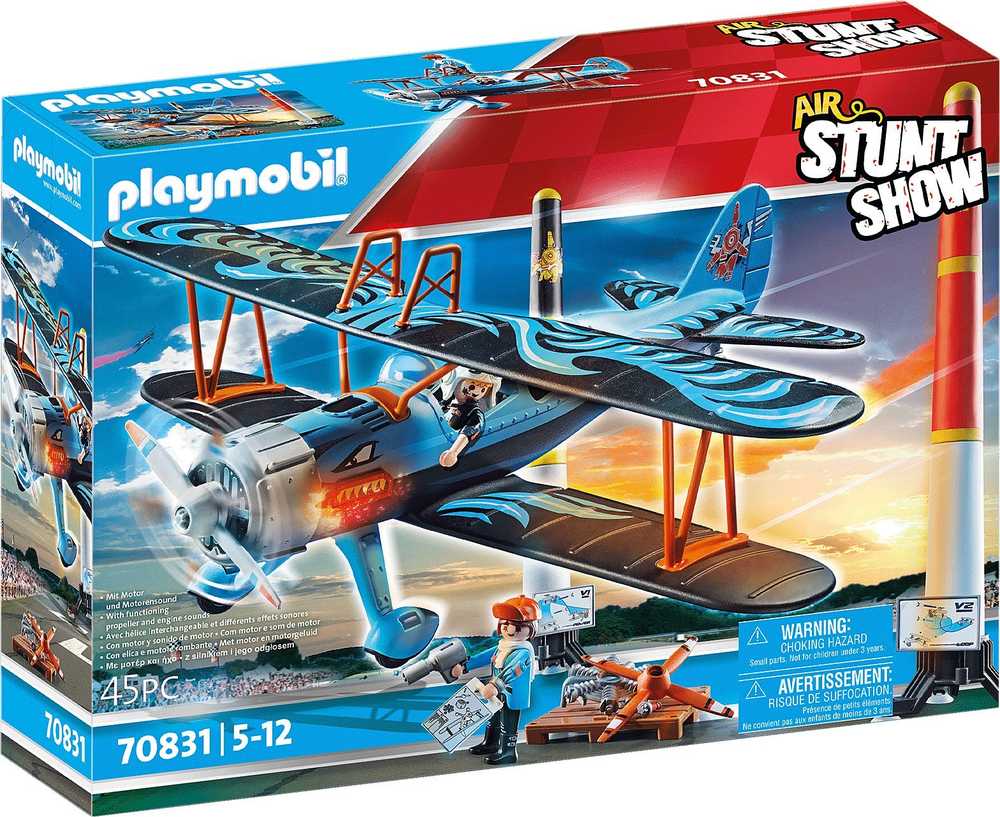 PLAYMOBIL – 70831 – „Air Stuntshow Biplane“ „Phoenix“ – su garso efektais