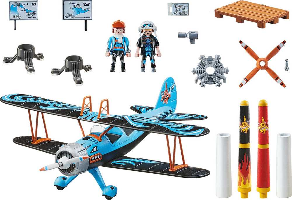 PLAYMOBIL – 70831 – „Air Stuntshow Biplane“ „Phoenix“ – su garso efektais