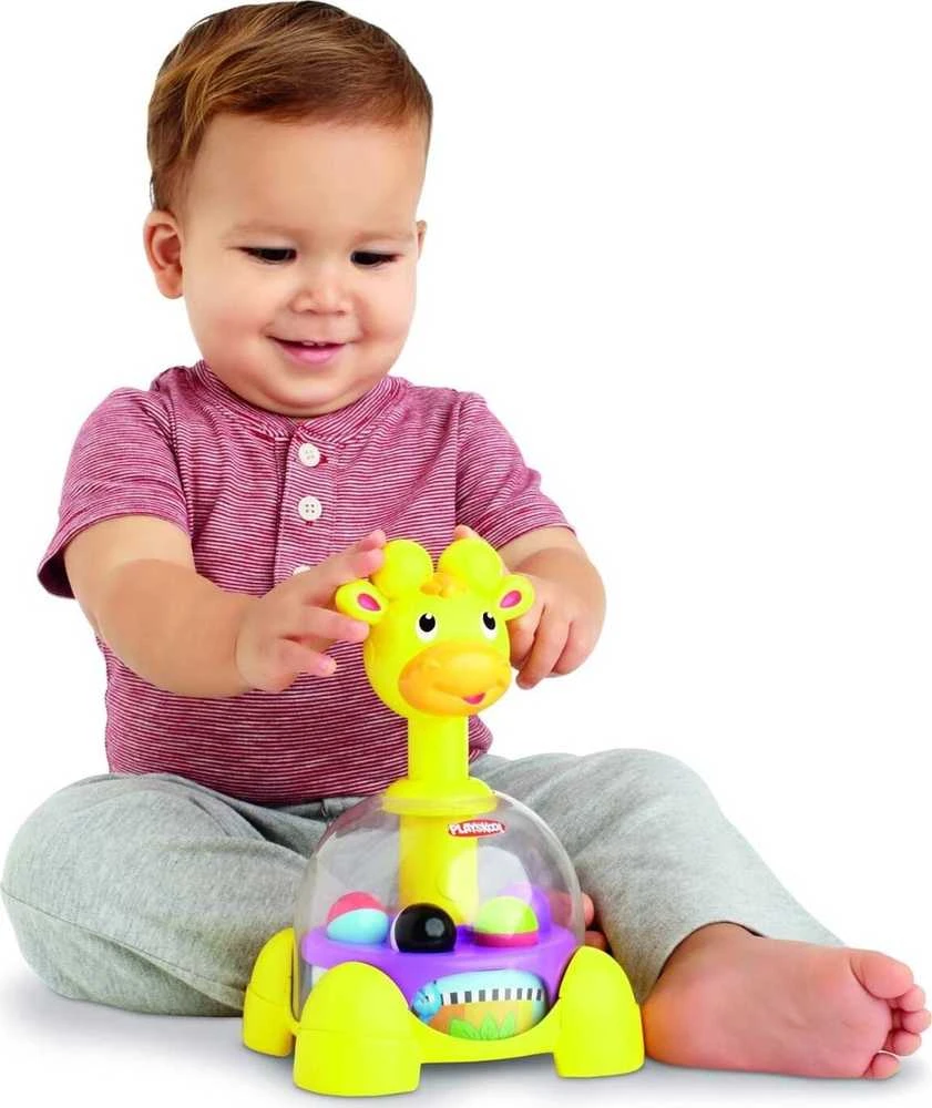 „PlaySkool“ žaislų žirafos veržlės viršuje su rutuliais iš „Hasbro Za5136“