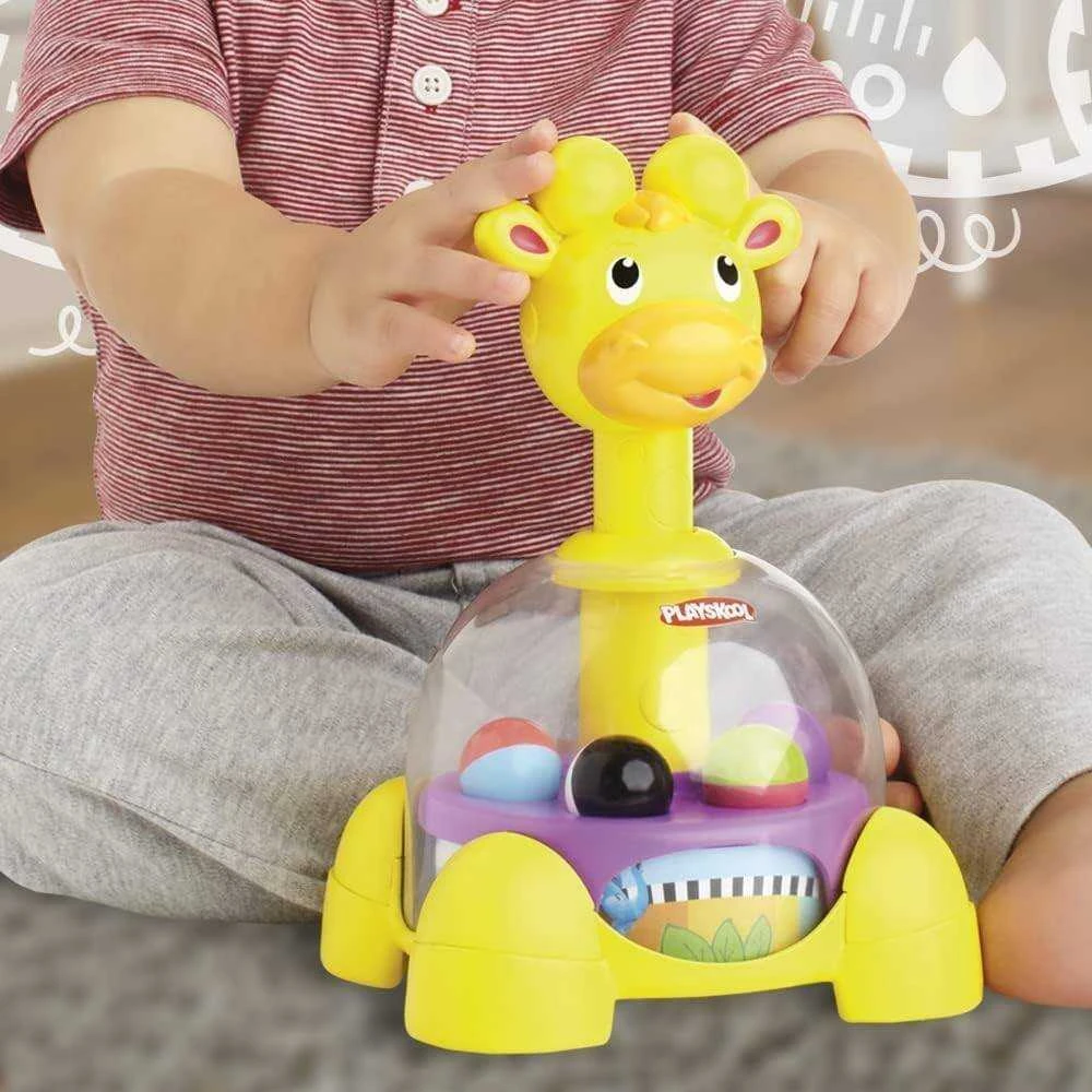 „PlaySkool“ žaislų žirafos veržlės viršuje su rutuliais iš „Hasbro Za5136“
