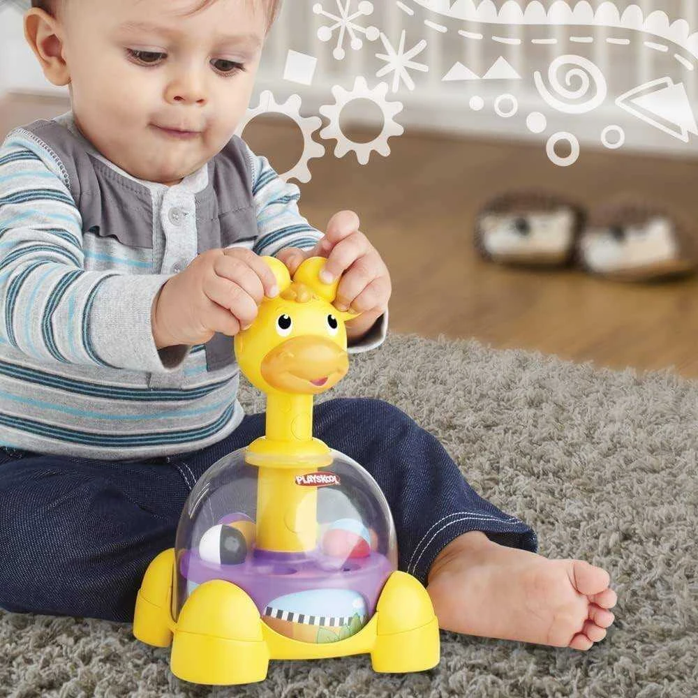 „PlaySkool“ žaislų žirafos veržlės viršuje su rutuliais iš „Hasbro Za5136“