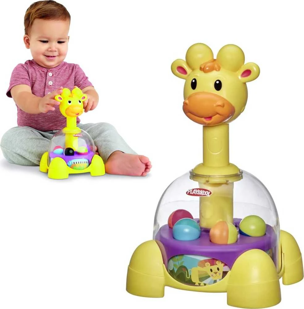 „PlaySkool“ žaislų žirafos veržlės viršuje su rutuliais iš „Hasbro Za5136“