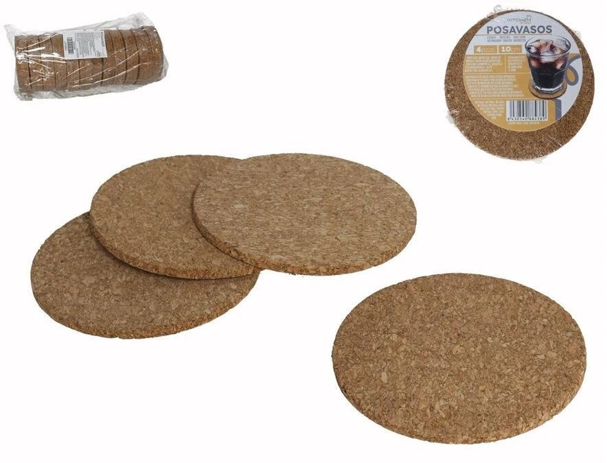 Padėkliukai puodeliams, 4 vnt. rinkinys, 2 × 10 × 10 cm, KITCHEN&GO