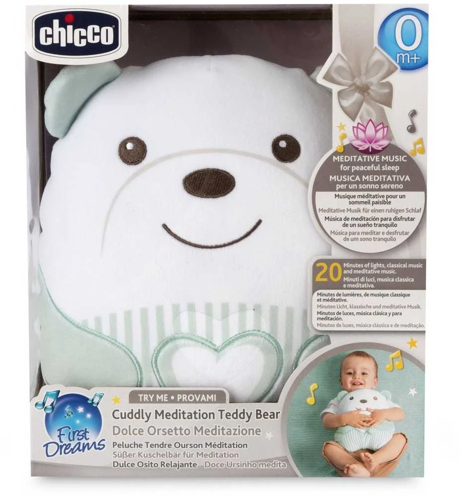 Chicco Minkštas pliušinis meškiukas Brzuszek žalias kūdikiams