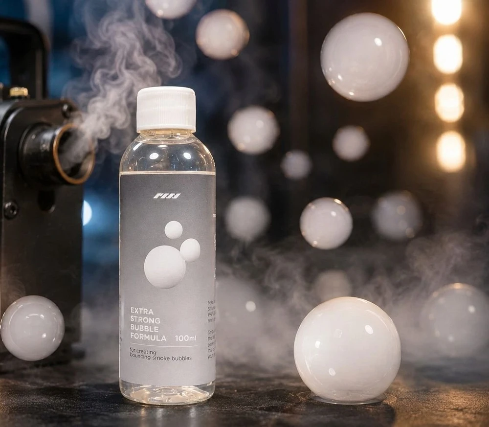 P.M.I Pro Smoke Generatorius Dūmų Burbulams Su Leistuku + Burbulų Skystis 100 ml / Extra Strong Bubble With Bubble Nozzle