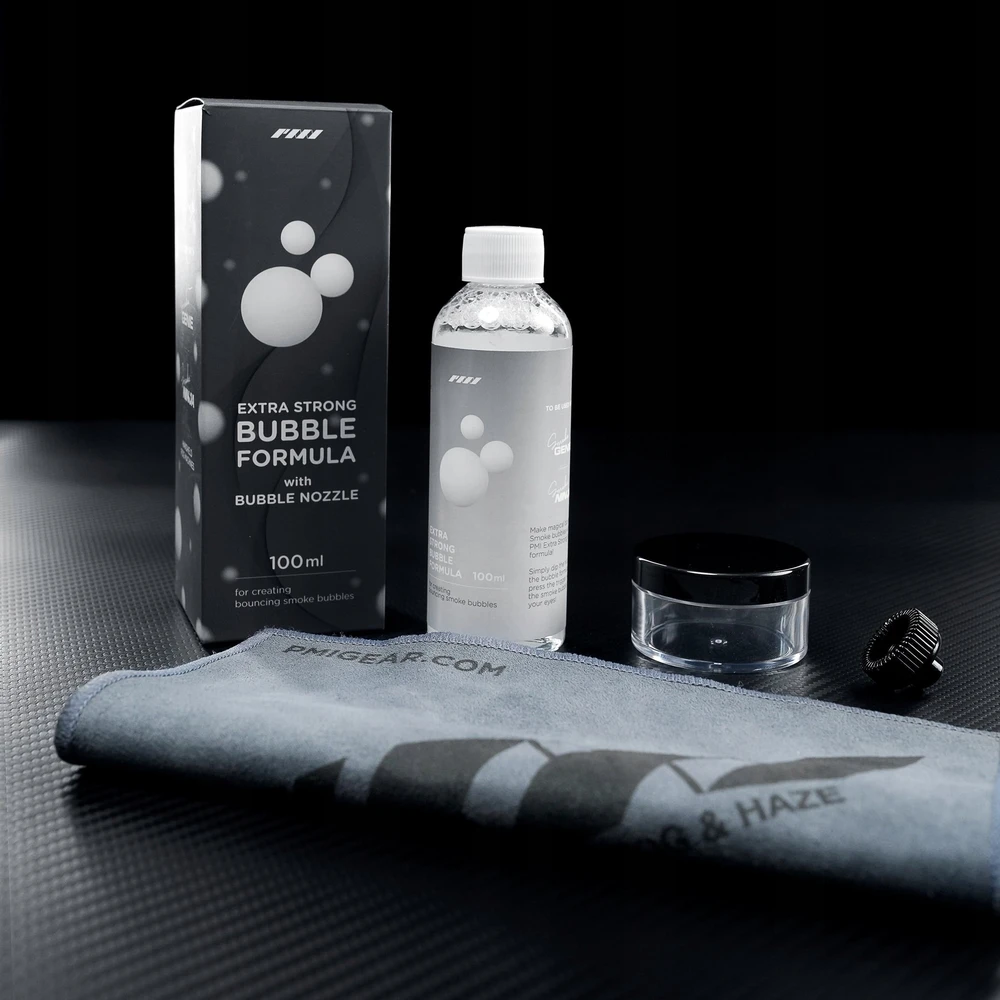 P.M.I Pro Smoke Generatorius Dūmų Burbulams Su Leistuku + Burbulų Skystis 100 ml / Extra Strong Bubble With Bubble Nozzle