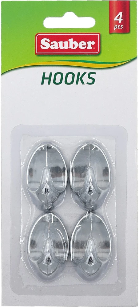 Sauber Kabliukai 4vnt 2,3x4cm, ovalios sidabras