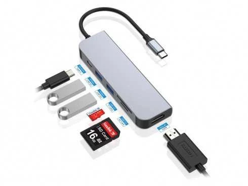Šakotuvas Carruzzo Conceptronic DONN02G knyginių kompiuterių dokas / jungčių replikatorius USB 3.2 Gen 1 (3.1 Gen 1) Type-C Aliuminis