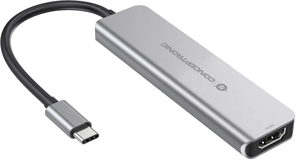 Šakotuvas Carruzzo Conceptronic DONN02G knyginių kompiuterių dokas / jungčių replikatorius USB 3.2 Gen 1 (3.1 Gen 1) Type-C Aliuminis
