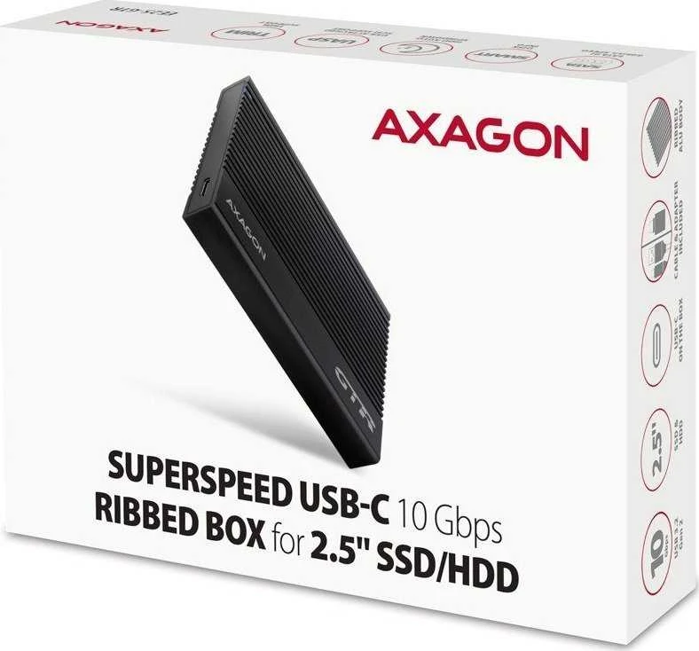 AXAGON USB-C 10Gbps RIBBED Box | EE25-GTR