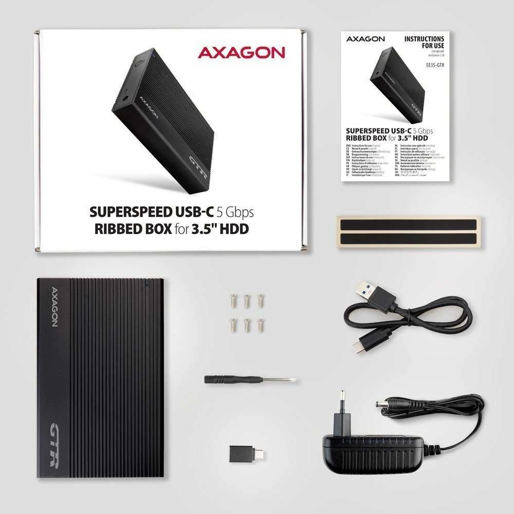 AXAGON rumbuotas aliuminio USB 3.2 Gen 1 – SATA 6G išorinė dėžutė, skirta 3,5" HDD | EE35-GTR