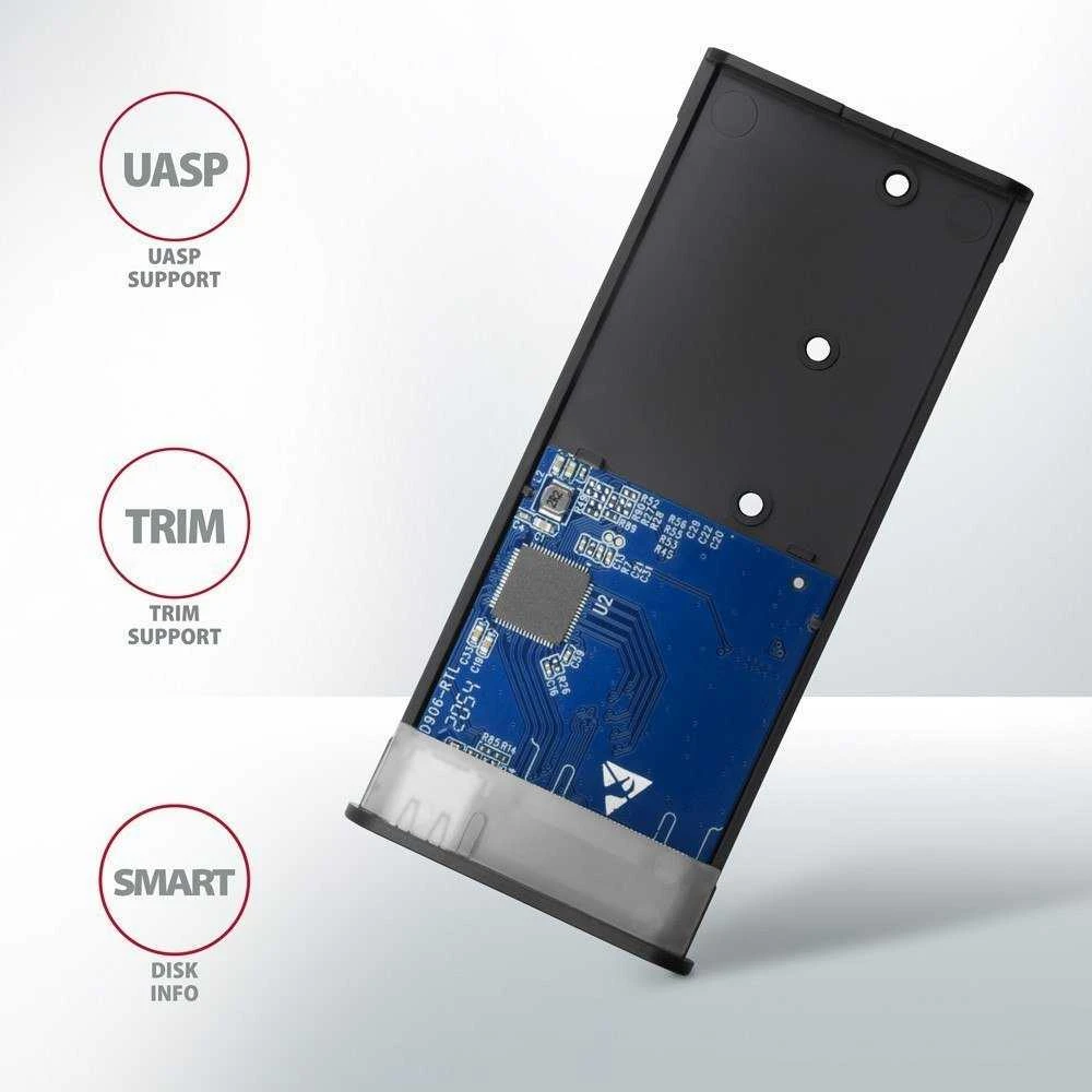 Axagon išorinė USB-C 3.2 Gen 2 metalinė dėžutė M.2 NVMe ir SATA SSD diskams. Be varžtų.
