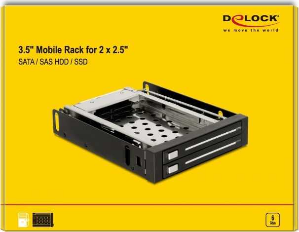 Delock 3,5" nuimamas rėmas 2 x 2,5 SATA HDD