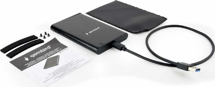 GEMBIRD EE2-U3S-6 HDD/SSD įrenginio korpusas 2,5" su USB Type-C prievadu USB 3.1 šlifuotas aliuminis juodas