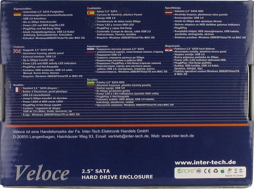 „Pocket Inter-Tech Veloce GD-25612 USB 3.0“ (88884056)