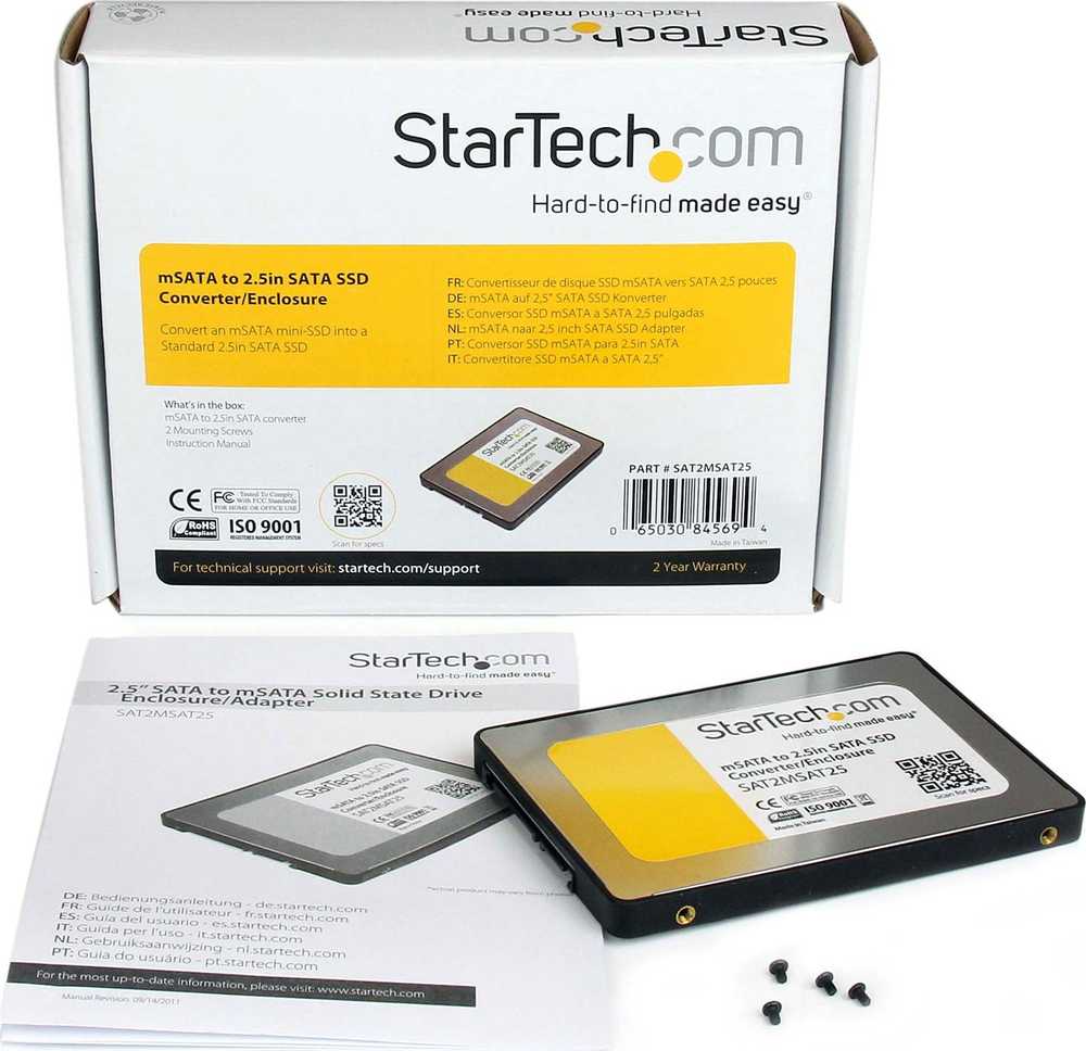 Pocket StarTech mSATA SMD - 2.5 "SATA (SAT2MSAT25)