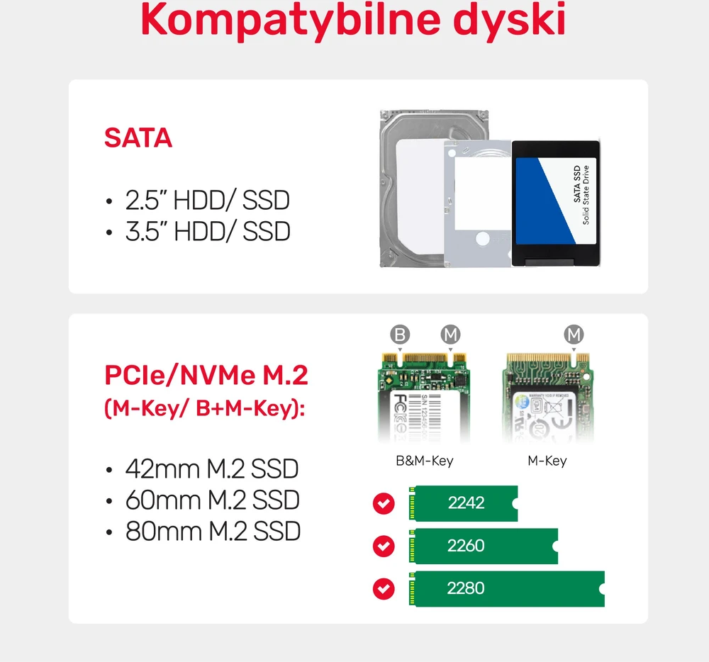 UNITEK ENCLOSURE USB-C į PCIe/NVMe M.2 SSD + SATA III adapteris su neprisijungus klonu