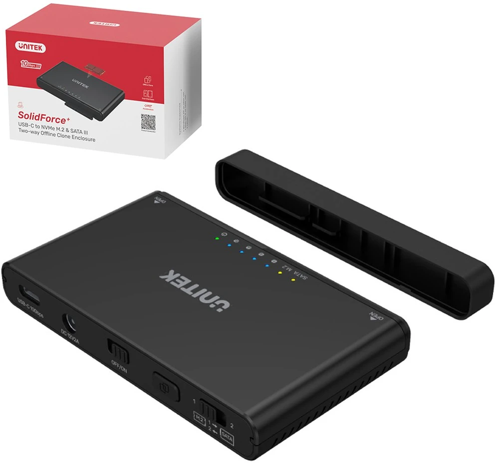 UNITEK ENCLOSURE USB-C į PCIe/NVMe M.2 SSD + SATA III adapteris su neprisijungus klonu