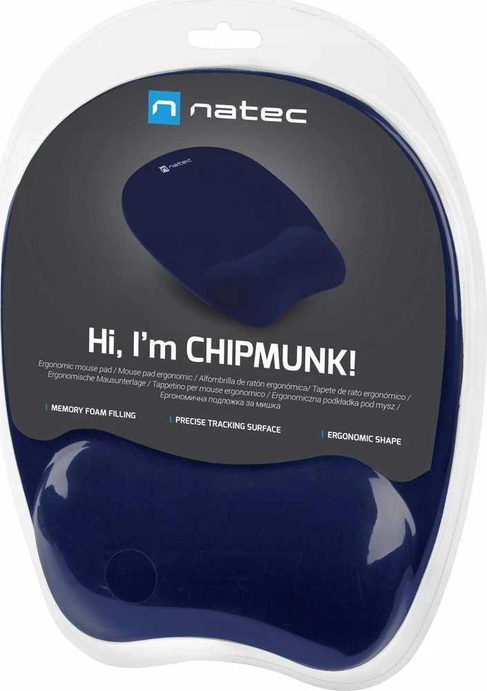 Pelės kilimėlis - Natec Chipmunk su atminties putų riešo atrama tamsiai mėlyna 230x200mm