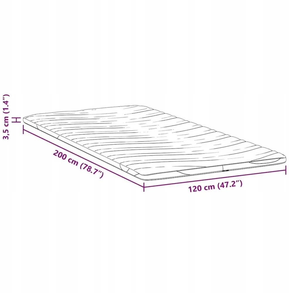 Čiužinys Čiužinio papildymas 120 x 200 cm storio Megztas audinys Balta