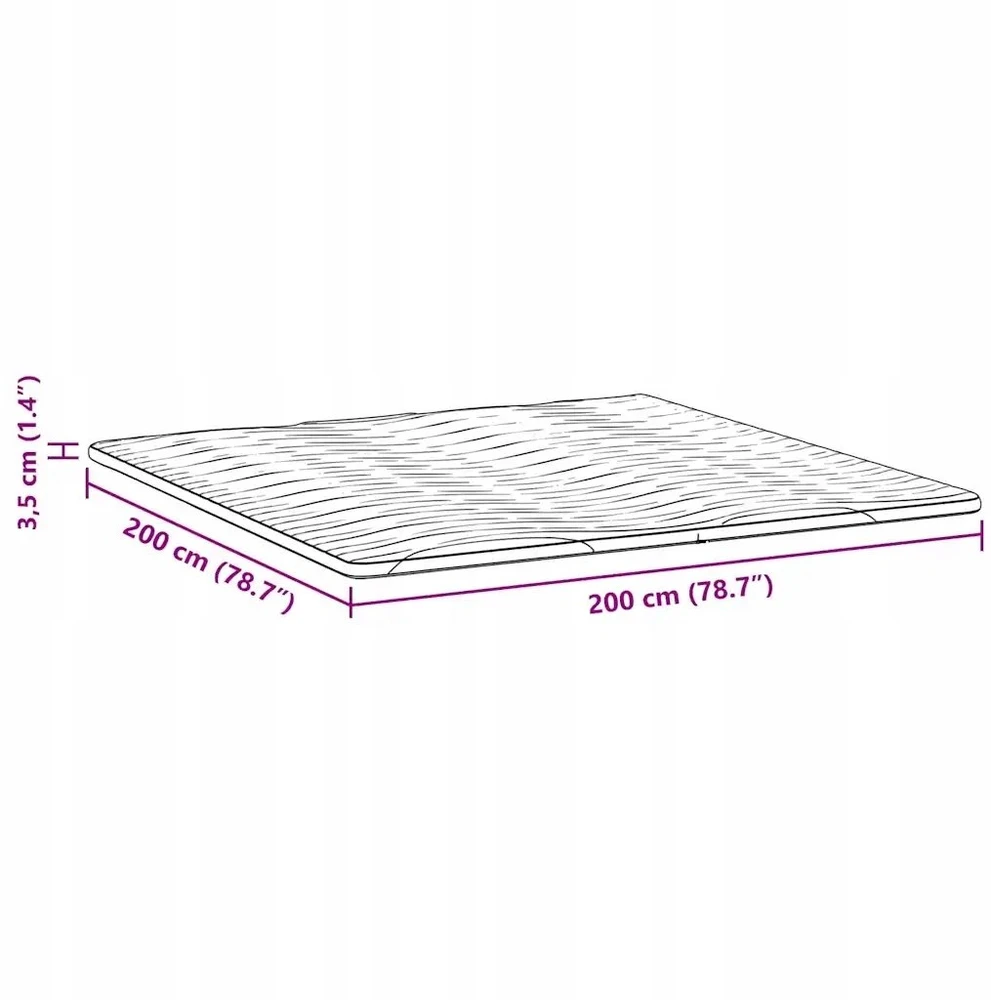 Čiužinys Čiužinio papildymas 200 x 200 cm storio Megztas audinys Balta