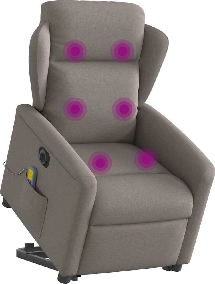 Fotelis Atsistojantis elektrinis masažinis krėslas, taupe, audinys