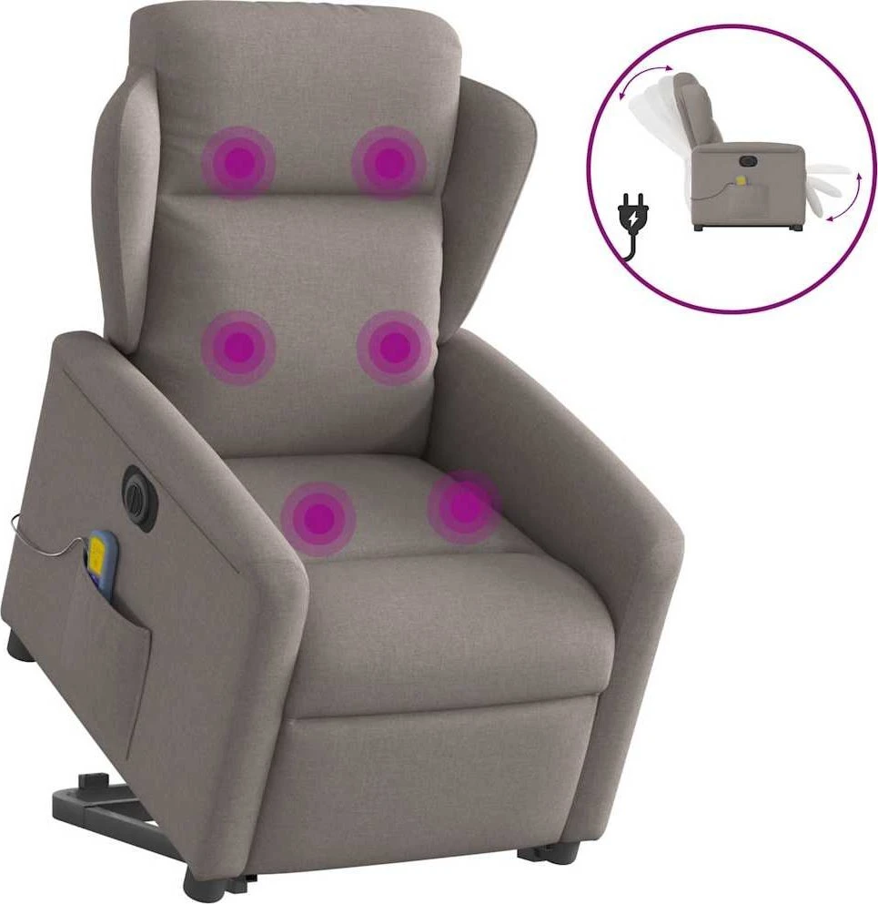 Fotelis Atsistojantis elektrinis masažinis krėslas, taupe, audinys