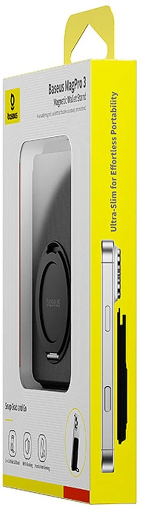 Baseus MagPro 3 magnetinė piniginė su stovu, suderinama su MagSafe - Juoda