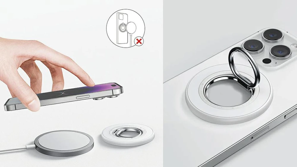 SODI dvipusis magnetinis Ring Stand BM-350 baltos spalvos MagSafe