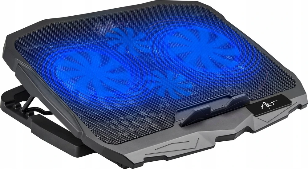 Nešiojamojo kompiuterio aušinimo stovas ART P4 2 x USB A LED juodas