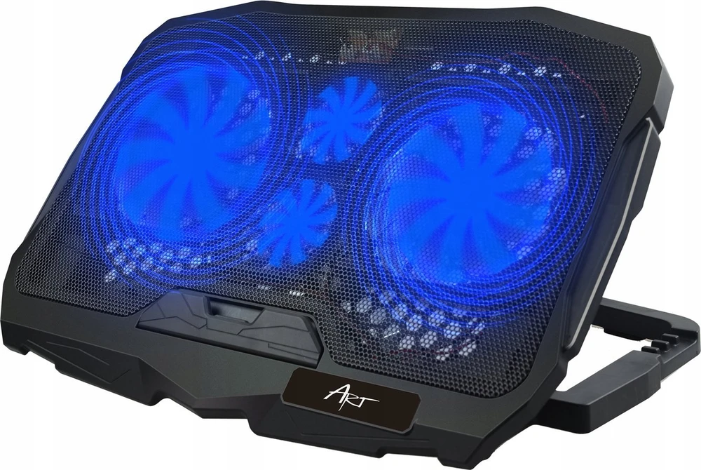 Nešiojamojo kompiuterio aušinimo stovas ART P4 2 x USB A LED juodas