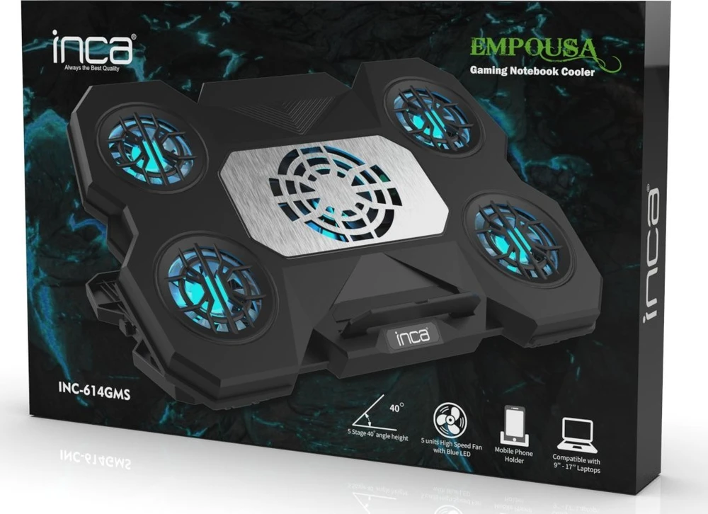 Inca INCA nešiojamojo kompiuterio aušinimo padas Kühler INC-614GMS Gaming, 9-17'', 5 Lüfter