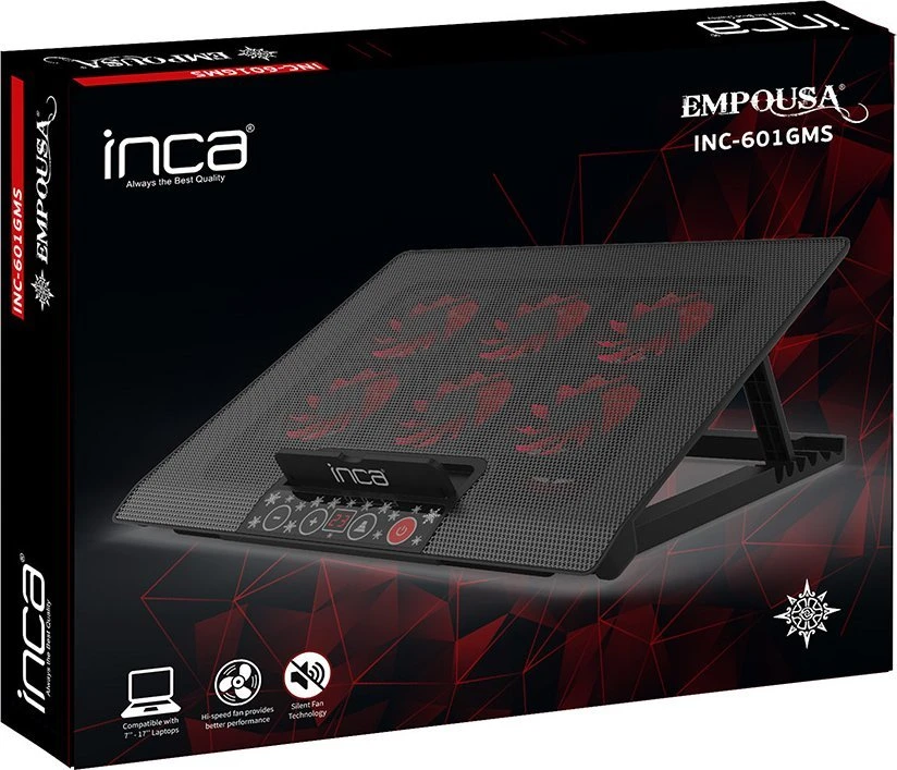 Inca INCA nešiojamojo kompiuterio aušinimo padas Kühler INC-601GMS Bedienfeld, 7-17'', 6 Lüfter mažmeninė prekyba