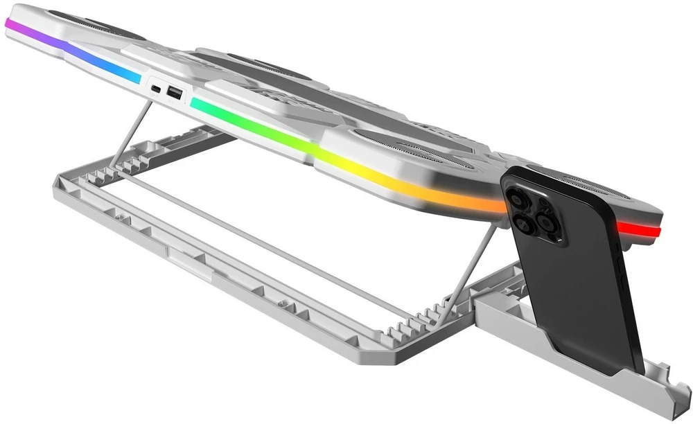 Rampage Glacier Gamingowa podstawka chłodząca pod laptop 14–17”, 2600RPM, balta