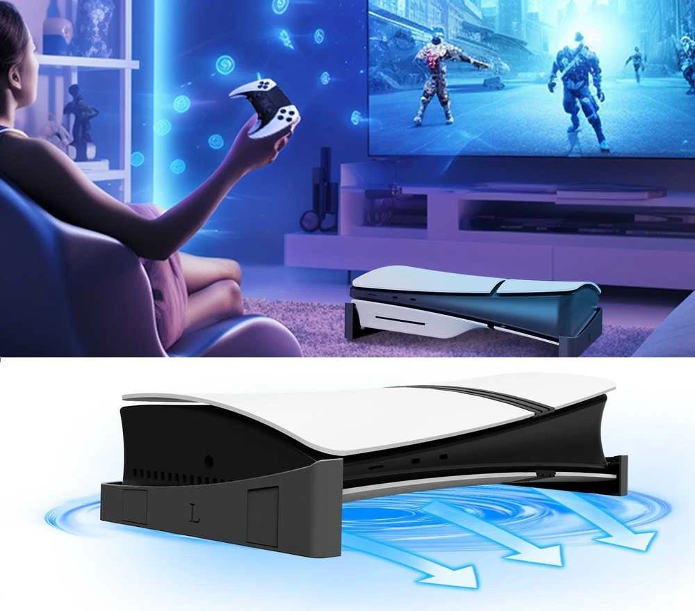 JYS Horizontali pakyla, skirta PlayStation 5 Slim, juoda (JYS-P5189)