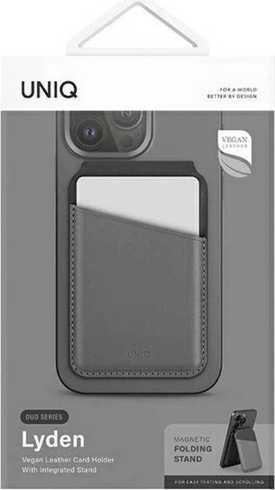Dėklas UNIQ Lyden DS magnetic wallet RFIDi phone stand pilkos spalvos-juodos spalvos/charcoal pilkos spalvos-juodos spalvos