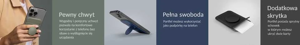 Dėklas UNIQ Flixa magnetinė kortelių piniginė su stovu, pilka/titnago pilkumo, „MagSafe“