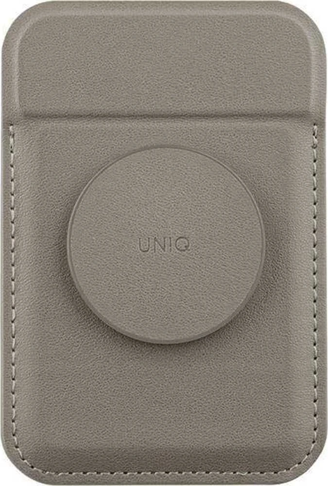 Dėklas UNIQ Flixa magnetinė kortelių piniginė su stovu, pilka/titnago pilkumo, „MagSafe“