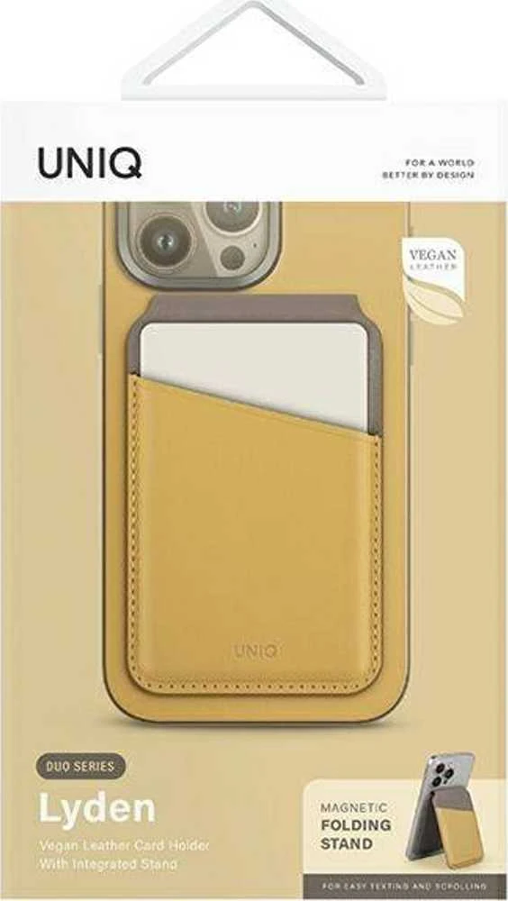 Dėklas UNIQ Lyden DS Magnetic RFID Wallet Phone Stand Geltona-Pilkas/Canary Geltona-Flint Pilkas