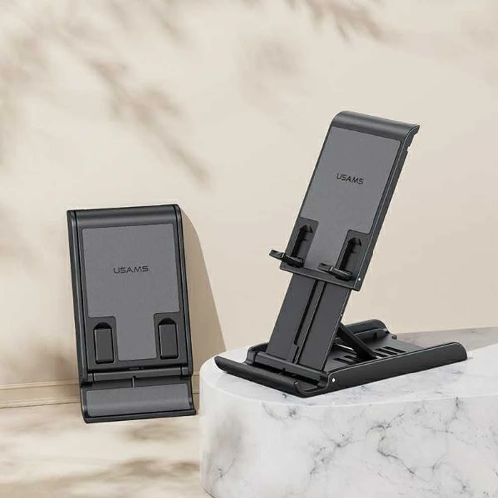 USAMS Foldable desk stand skirtas phone/tablet baltas ZJ073ZJ02 (US-ZJ073)