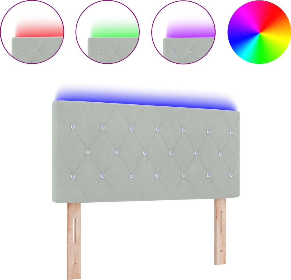 LED galvūgalis su LED juostelėmis Šviesiai pilka 90 cm Aksomas