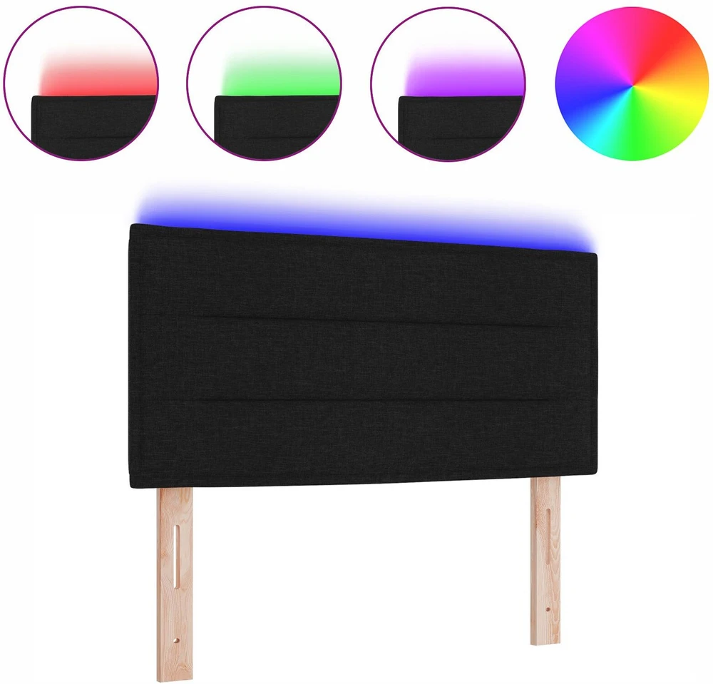 LED galvūgalis su LED juostelėmis Juodas 90 cm audinys