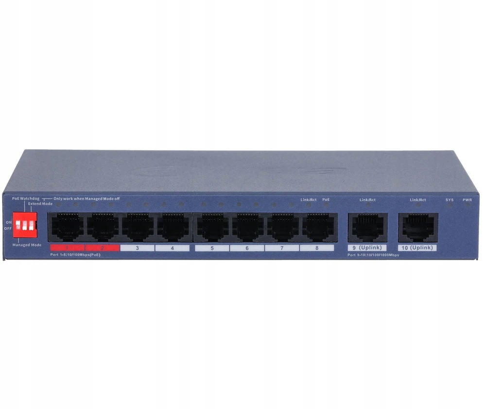 Šakotuvas SWITCH POE CS4010-8ET2GT-110 8 PRIEVADŲ DAHUA