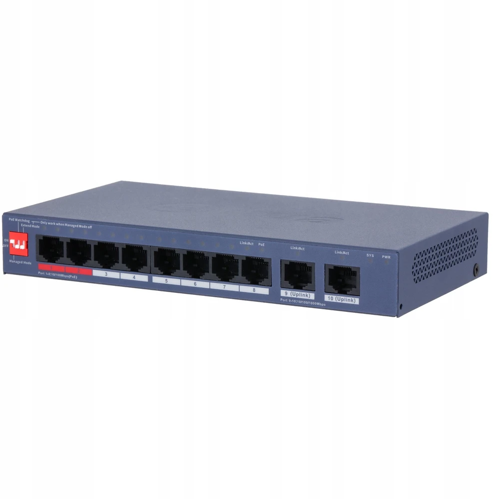 Šakotuvas SWITCH POE CS4010-8ET2GT-110 8 PRIEVADŲ DAHUA