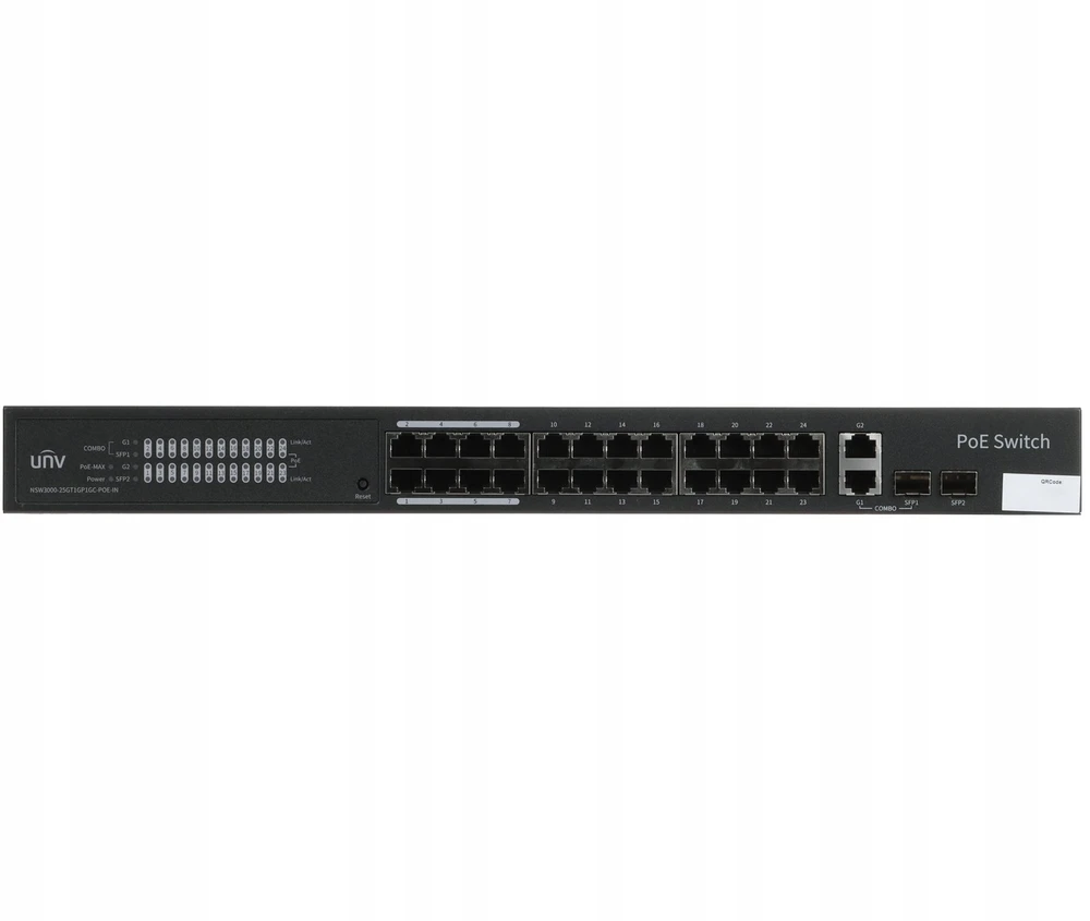 Šakotuvas Komutatorius POE NSW3000-25GT1GP1GC-POE-IN 24 prievadų + 2 x UPLINK + 2 x SFP UNIVIEW