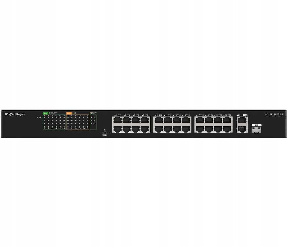 Šakotuvas Ruijie SWITCH POE RG-ES126FGS-P 24 PRIEVADŲ REYEE