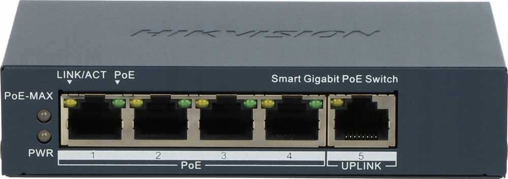 Šakotuvas SWITCH POE DS-3E1505P-EI 4 PRIEVADŲ Hikvision